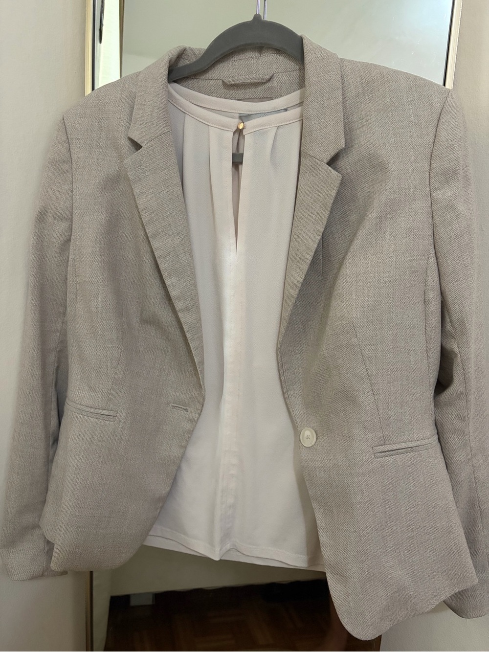 H&M Light Gray Linen-Blend Blazer